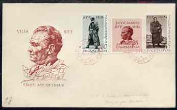 Yugoslavia - Trieste 1952 Marshall Tito 60th Birthday set of 3 on illustrated unaddressed cover with first day cancels, stamps on , stamps on  stamps on yugoslavia - trieste 1952 marshall tito 60th birthday set of 3 on illustrated unaddressed cover with first day cancels