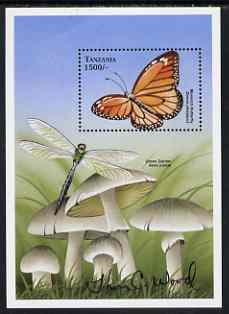 Tanzania 2000 (?) Flora & Fauna perf m/sheet (butterfly & fungi) signed by Thomas C Wood the designer unmounted mint, stamps on 