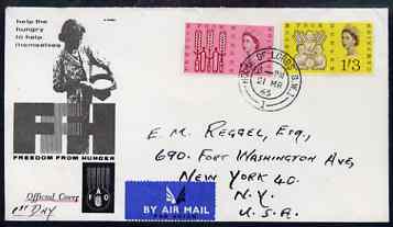 Great Britain 1963 Freedom From Hunger (ord) set of 2 on illustrated cover to USA with House of Lords first day cancel (hand-written address), stamps on 