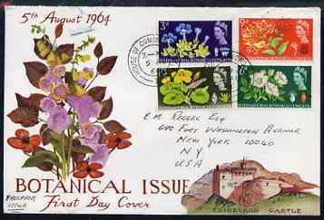 Great Britain 1964 Botanical (phos) set of 4 on illustrated cover to USA with House of Commons first day cancel (hand-written address) , stamps on 