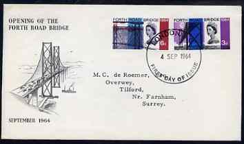 Great Britain 1964 Opening of Forth Road Bridge (phos) set of 2 on illustrated cover with first day cancel (typed address), stamps on , stamps on  stamps on great britain 1964 opening of forth road bridge (phos) set of 2 on illustrated cover with first day cancel (typed address)
