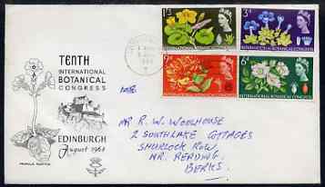 Great Britain 1964 Botanical (phos) set of 4 on illustrated cover with first day cancel (hand-written address) , stamps on 