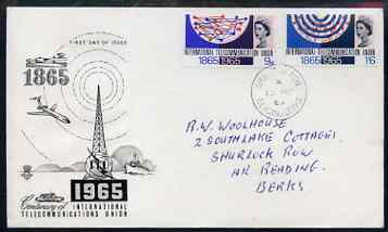 Great Britain 1965 ITU (ord) set of 2 on illustrated cover with first day cancel (hand-written address) , stamps on , stamps on  stamps on , stamps on  stamps on  itu , stamps on  stamps on communications