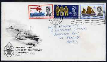 Great Britain 1963 Lifeboat (phos) set of 3 on illustrated cover (not first day) with hand-written address, stamps on , stamps on  stamps on great britain 1963 lifeboat (phos) set of 3 on illustrated cover (not first day) with hand-written address