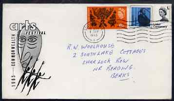 Great Britain 1965 Arts (phos) set of 2 on illustrated cover with first day cancel (hand-written address) , stamps on , stamps on  stamps on great britain 1965 arts (phos) set of 2 on illustrated cover with first day cancel (hand-written address) 