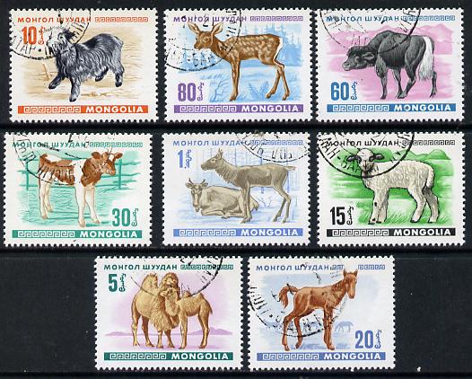 Mongolia 1968 Young Animals cto set of 8, SG 458-65*, stamps on animals     deer   bison     camel    lamb   horse    bovine    ovine, stamps on horses