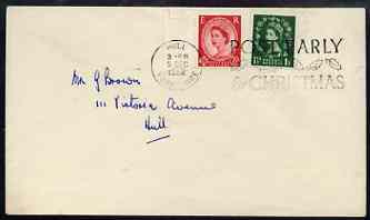 Great Britain 1952-54 Wilding 1.5d & 2.5d Tudor wmk on plain cover with first day cancel (hand-written address), stamps on , stamps on  stamps on great britain 1952-54 wilding 1.5d & 2.5d tudor wmk on plain cover with first day cancel (hand-written address)