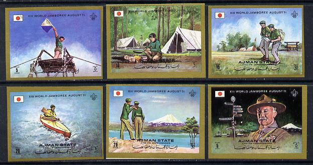 Ajman 1971 Scouts imperf set of 6 unmounted mint, Mi 1047-52B, stamps on , stamps on  stamps on scouts      mountains