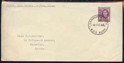 Australia 1944 KG6 2d purple on plain typed addressed cover with clear first day cancel (SG205) stamp has been applied over the cancel and is almost certainly a maunfactu..., stamps on , stamps on  kg6 , stamps on 