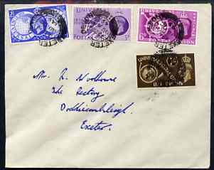 Great Britain 1949 KG6 75th Anniversary of Universal Postal Union set of 4 on plain handwritten cover with smudgy first day cancel, stamps on , stamps on  stamps on . upu , stamps on  stamps on  kg6 , stamps on  stamps on 