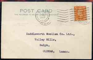 Great Britain 1947 Commercial postcard bearing KG6 2d pale orange with 'D' perfin (Debenham & Company), light crease o/w fine, stamps on , stamps on  stamps on , stamps on  stamps on  kg6 , stamps on  stamps on 