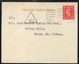 Great Britain 1948 Commercial postcard bearing KG6 1d pale scarlet with 'D' perfin (Debenham & Company), triangular W1 cancel, stamps on , stamps on  stamps on , stamps on  stamps on  kg6 , stamps on  stamps on 