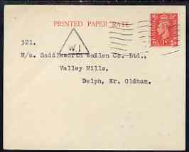 Great Britain 1948 Commercial postcard bearing KG6 1d pale scarlet with 'D' perfin (Debenham & Company), triangular W1 cancel, stamps on , stamps on  stamps on , stamps on  stamps on  kg6 , stamps on  stamps on 