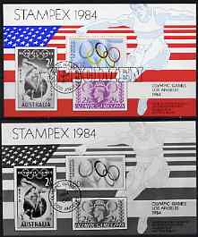 Great Britain 1984 Stampex souvenir sheet (Olympic Games) opt'd SPECIMEN plus photographic proof, stamps on , stamps on  stamps on great britain 1984 stampex souvenir sheet (olympic games) opt'd specimen plus photographic proof