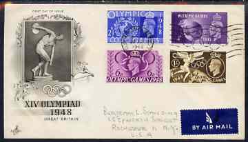 Great Britain 1948 KG6 Olympic Games set of 4 on illustrated cover with fine Wembley machine first day cancel, stamps on , stamps on  kg6 , stamps on 