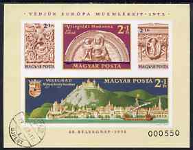 Hungary 1975 Stamp Day (Preservation of Monuments) m/sheet imperf and fine used, Mi BL115, stamps on 