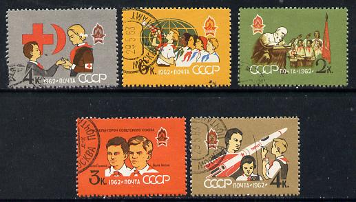 Russia 1962 Lenin Pioneer Organization cto set of 5, SG 2689-93*, stamps on constitutions, stamps on lenin