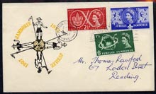 Great Britain 1957 Scouts set of 3 on illustrated cover with Sutton Coldfield first day slogan cancel, hand written address, , stamps on scouts
