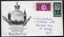 Great Britain 1961 Seventh Commonwealth Parliamentary Conference set of 2 on illustrated cover with first day cancel, hand written address, SG cat A330, stamps on , stamps on  stamps on great britain 1961 seventh commonwealth parliamentary conference set of 2 on illustrated cover with first day cancel, stamps on  stamps on  hand written address, stamps on  stamps on  sg cat \a330