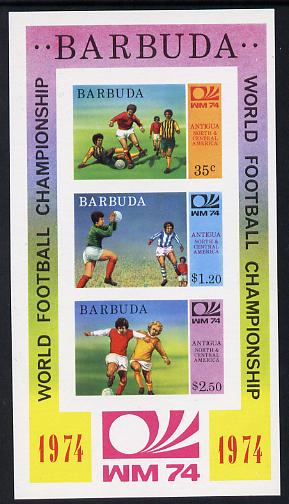 Barbuda 1974 World Cup Football imperf m/sheet (as SG MS 171) unmounted mint, stamps on , stamps on  stamps on football  sport