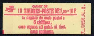 France 1977 10F Booklet complete & pristine, SG DSB61, stamps on , stamps on  stamps on booklet - france 1977 10f booklet complete & pristine, stamps on  stamps on  sg dsb61