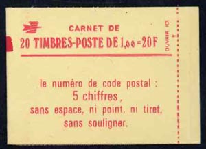 France 1977 20F (1F bright scarlet x 20) Booklet complete & pristine, SG DSB62, stamps on 