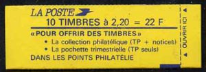 France 1985-89 22F Booklet (Blue/yellow Cover, back blank) complete & pristine, SG DSB93ca, stamps on , stamps on  stamps on booklet - france 1985-89 22f booklet (blue/yellow cover, stamps on  stamps on  back blank) complete & pristine, stamps on  stamps on  sg dsb93ca
