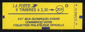 France 1989 20F Booklet complete & pristine, SG DSB101, stamps on , stamps on  stamps on booklet - france 1989 20f booklet complete & pristine, stamps on  stamps on  sg dsb101