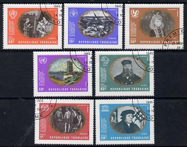 Togo 1970 United Nations cto set of 7, SG 770-76*, stamps on arts    united-nations