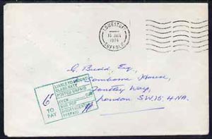 Great Britain 1974 unstamped cover to London with boxed 6p postage due to pay in green , stamps on 
