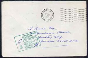 Great Britain 1974 unstamped cover to London with boxed 6p postage due to pay in green , stamps on , stamps on  stamps on great britain 1974 unstamped cover to london with boxed 6p postage due to pay in green 