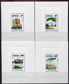 Senegal 1988 Tourism (1st issue) set of 4 deluxe sunken die-proofs in issued colours, as SG 977-80, stamps on , stamps on  stamps on senegal 1988 tourism (1st issue) set of 4 deluxe sunken die-proofs in issued colours, stamps on  stamps on  as sg 977-80