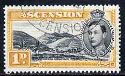 Ascension 1938-53 KG6 definitive 1d black & yellow P13.5 fine used SG39a, stamps on , stamps on  kg6 , stamps on 