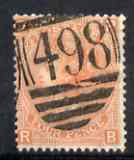 Great Britain 1865-67 4d vermilion plate 13 good colour with numeral cancel, SG95, stamps on , stamps on  stamps on great britain 1865-67 4d vermilion plate 13 good colour with numeral cancel, stamps on  stamps on  sg95