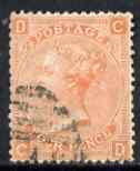 Great Britain 1865-67 4d vermilion plate 13 good colour with light corner cancel, SG95, stamps on xxx