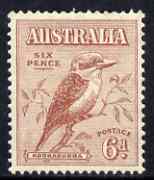 Australia 1932 Kookaburra 6d fine mounted mint usual centering SG146, stamps on , stamps on  stamps on australia 1932 kookaburra 6d fine mounted mint usual centering sg146