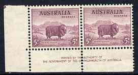 Australia 1937-49 KG6 Marino Sheep 5d corner pair with Govt imprint lightly mounted as SG189, stamps on , stamps on  stamps on , stamps on  stamps on  kg6 , stamps on  stamps on 