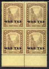 Bahamas 1918 Staircase War Tax 3d marginal block of 4 unmounted mint SG98