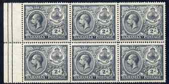Bahamas 1920 KG5 Peace 2d block of 6, 4 stamps unmounted mint SG108, stamps on , stamps on  kg5 , stamps on 