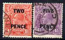 Australia 1930 KG5 Head surcharged set of 2 good commercially used, SG119-20, stamps on , stamps on  kg5 , stamps on 