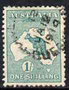 Australia 1913-14 Roo 1s blue-green good colour few nibbled perfs used, SG11a, stamps on , stamps on  stamps on australia 1913-14 roo 1s blue-green good colour few nibbled perfs used, stamps on  stamps on  sg11a