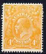 Australia 1914-20 KG5 Head 4d yellow-orange  lightly mounted, SG22a, stamps on , stamps on  stamps on , stamps on  stamps on  kg5 , stamps on  stamps on 