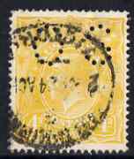 Australia 1914-21 KG5 Head 4d yellow-orange with OS perfin used, SG O411, stamps on , stamps on  stamps on , stamps on  stamps on  kg5 , stamps on  stamps on 