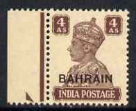 Bahrain 1942-45 KG6 4a brown light overall toning but unmounted mint, SG47, stamps on , stamps on  kg6 , stamps on 