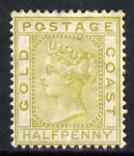 Gold Coast 1876-84 QV 1/2d olive-yellow heavily mounted SG4, stamps on , stamps on  qv , stamps on 