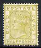 Gold Coast 1876-84 QV 1/2d olive-yellow heavily mounted SG4, stamps on , stamps on  stamps on , stamps on  stamps on  qv , stamps on  stamps on 