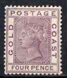 Gold Coast 1884-91 QV 4d deep mauve fine mounted mint SG16, stamps on , stamps on  stamps on , stamps on  stamps on  qv , stamps on  stamps on 