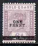 Gold Coast 1901 QV 1d on 6d mtd mint SG36