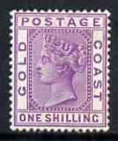 Gold Coast 1884-91 QV 1s br mauve mounted mint SG18a, stamps on , stamps on  qv , stamps on 