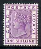 Gold Coast 1884-91 QV 1s br mauve mounted mint SG18a, stamps on , stamps on  stamps on , stamps on  stamps on  qv , stamps on  stamps on 